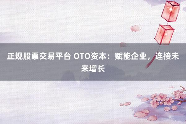 正规股票交易平台 OTO资本：赋能企业，连接未来增长