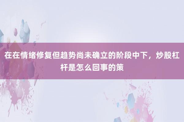 在在情绪修复但趋势尚未确立的阶段中下，炒股杠杆是怎么回事的策