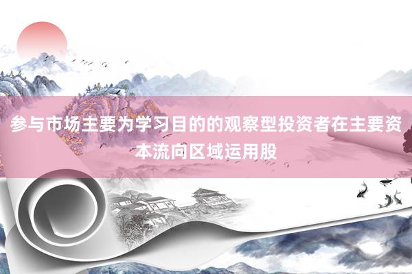 参与市场主要为学习目的的观察型投资者在主要资本流向区域运用股