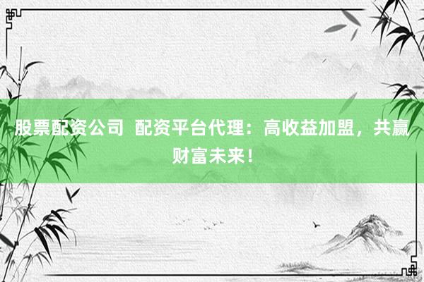股票配资公司  配资平台代理：高收益加盟，共赢财富未来！
