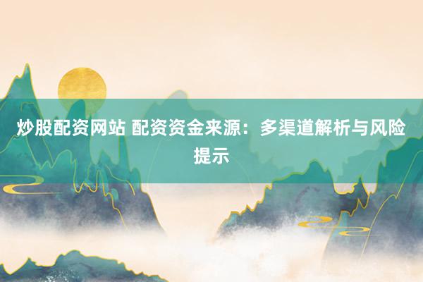 炒股配资网站 配资资金来源：多渠道解析与风险提示