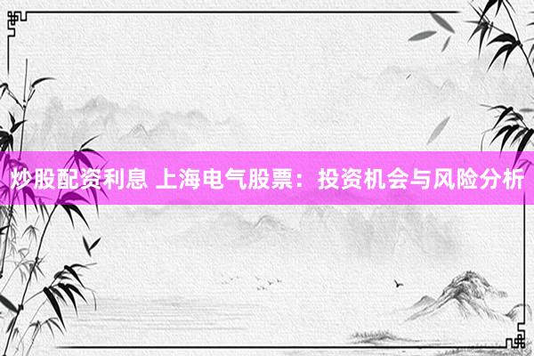 炒股配资利息 上海电气股票：投资机会与风险分析