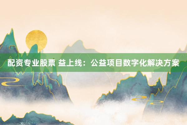 配资专业股票 益上线：公益项目数字化解决方案