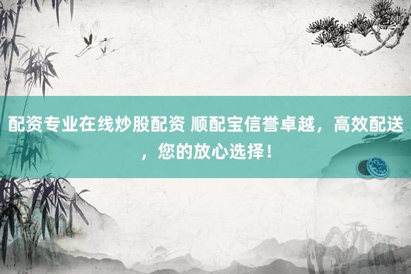 配资专业在线炒股配资 顺配宝信誉卓越，高效配送，您的放心选择！